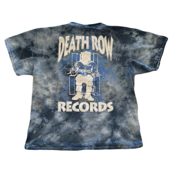 Death Row Records Size Large Blue Tie-Dye T-Shirt with Electric Chair Graphic - Picture 2 of 5